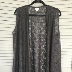 NWT Lularoe Joy Open Duster Black Floral Lace Long Maxi Enchanting Feminine
